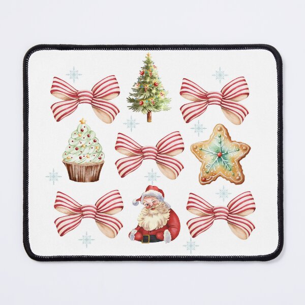 Item preview, Cute Vintage Christmas Design Bows, Santa, Tree, Cookie, Cupcake designed and sold by MarketMavenGift.