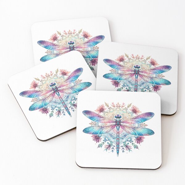 Item preview, Rainbow Watercolor Dragonfly Mandala -White designed and sold by FoxfireStardust.