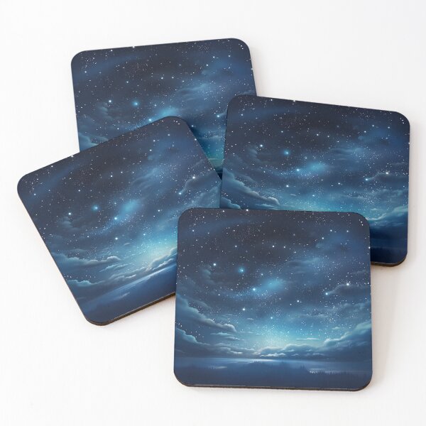 Item preview, "Galactic Blue Black Neon Nebula Wall Art - Deep Space Starry Cosmos Print"    designed and sold by cocomelon168.