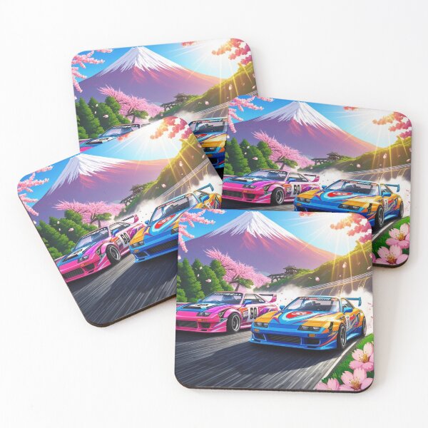 Item preview, JDM, Car, race, Japan, 80s pixel quality video game, Drift, Cherry Blossoms, Mt Fuji, Amazing, sunrise, pixelated designed and sold by tshirtart2024.