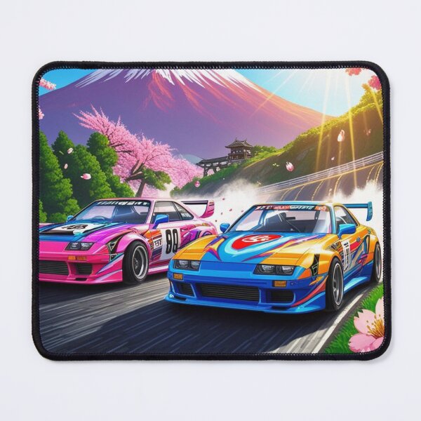 Item preview, JDM, Car, race, Japan, 80s pixel quality video game, Drift, Cherry Blossoms, Mt Fuji, Amazing, sunrise, pixelated designed and sold by tshirtart2024.