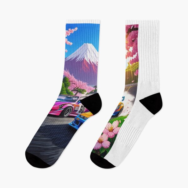 Item preview, JDM, Car, race, Japan, 80s pixel quality video game, Drift, Cherry Blossoms, Mt Fuji, Amazing, sunrise, pixelated designed and sold by tshirtart2024.