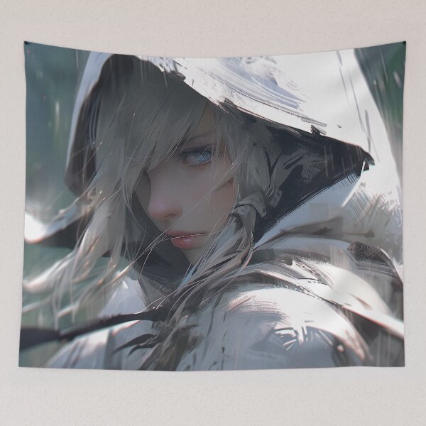 Item preview, Mysterious White Hood Anime Girl designed and sold by bubblegoth.
