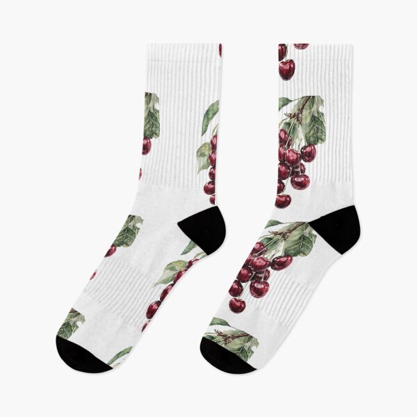 Item preview, Ripe Red Cherries on a Branch with Leaves Fresh Cherry Cluster Hanging from Tree designed and sold by Anastasiia Yurevych.