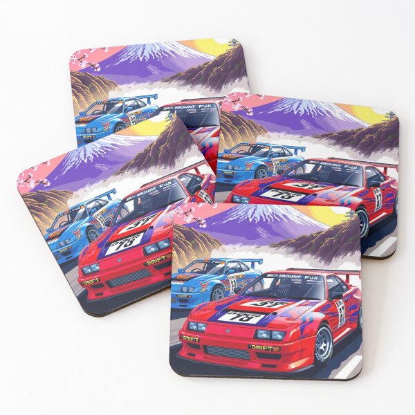 Item preview, JDM, Car, race, Japan, 80s pixel quality video game, Drift, Cherry Blossoms, Mt Fuji, Amazing, sunrise, pixelated designed and sold by tshirtart2024.