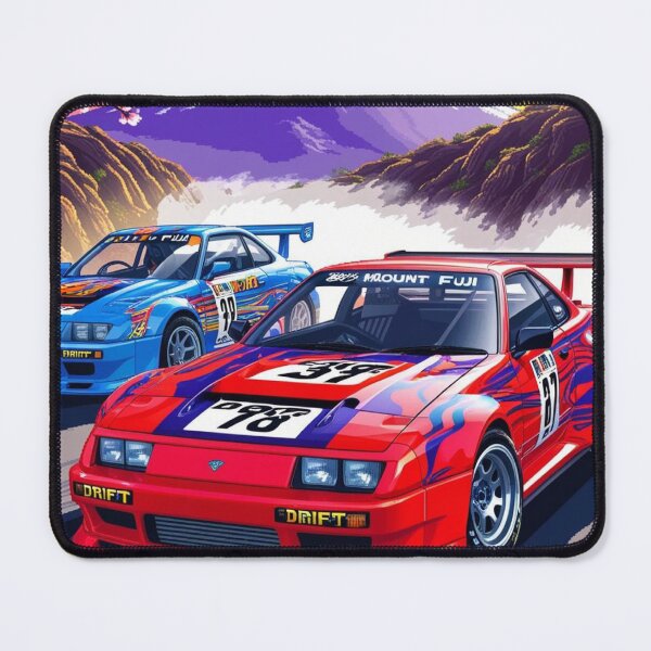 Item preview, JDM, Car, race, Japan, 80s pixel quality video game, Drift, Cherry Blossoms, Mt Fuji, Amazing, sunrise, pixelated designed and sold by tshirtart2024.