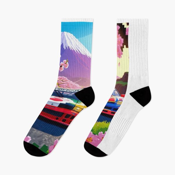 Item preview, JDM, Car, race, Japan, 80s pixel quality video game, Drift, Cherry Blossoms, Mt Fuji, Amazing, sunrise, pixelated designed and sold by tshirtart2024.