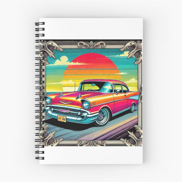Item preview, "Cartoon Art of 1957 Chevy 2-Door in Retro Sunset Frame" designed and sold by uberjoe.