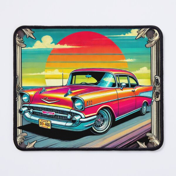 Item preview, "Cartoon Art of 1957 Chevy 2-Door in Retro Sunset Frame" designed and sold by uberjoe.