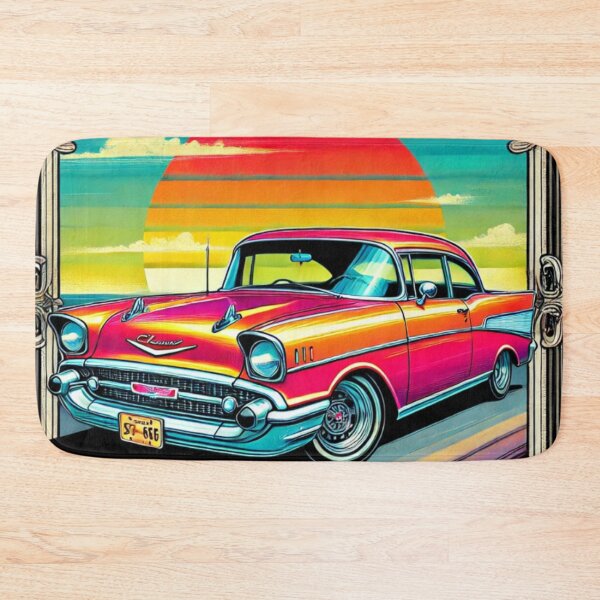 Item preview, "Cartoon Art of 1957 Chevy 2-Door in Retro Sunset Frame" designed and sold by uberjoe.