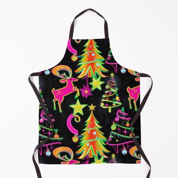 Item preview, Neon Xmas trees with reindeer - Holiday season neon christmas pattern designed and sold by cocomelon168.