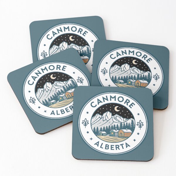 Item preview, Canmore Alberta Badge Design – Mount Rundle and Cozy Cabins designed and sold by pixelated_echoes.