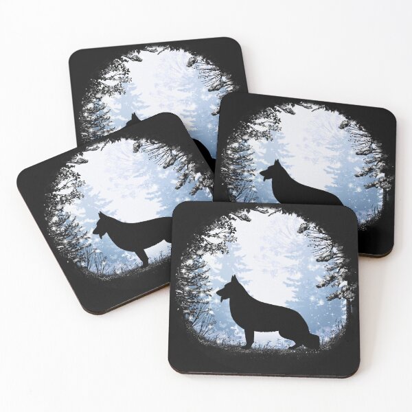 Item preview, “First Snow” German Shepherd Dog  designed and sold by Spinyflowerart.