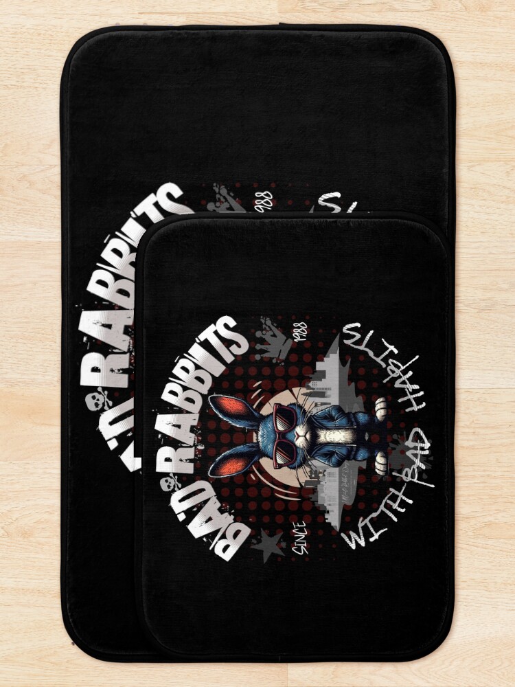 Thumbnail 5 of 6, Bath Mat, Bad Rabbits with Bad Habits designed and sold by Ultimate-Rabbit.
