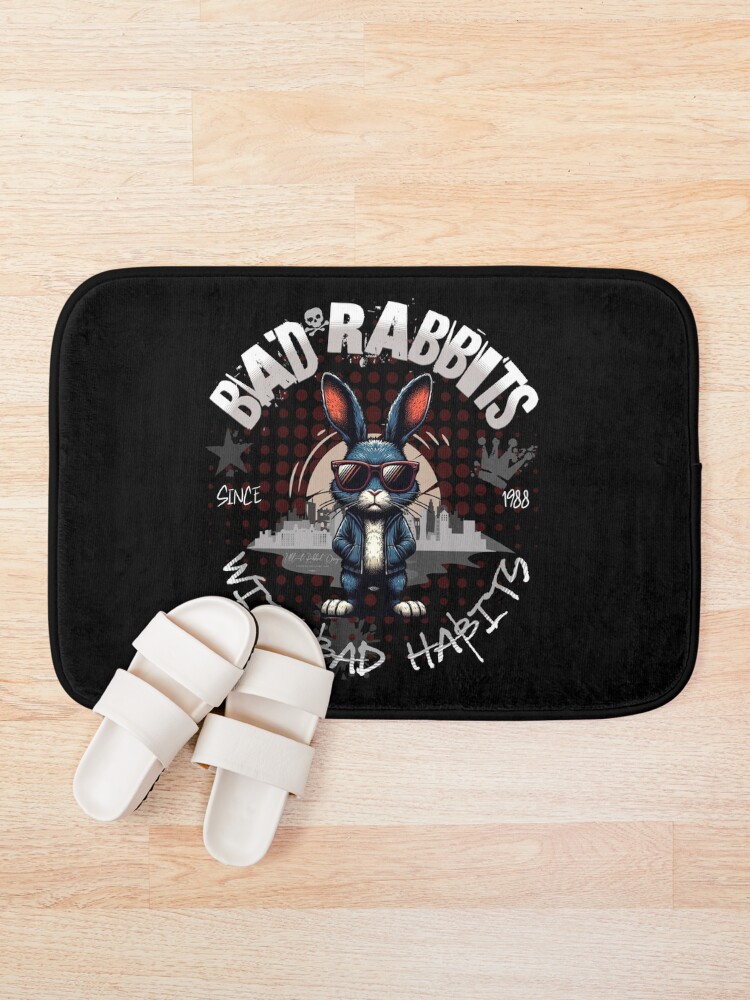 Thumbnail 1 of 6, Bath Mat, Bad Rabbits with Bad Habits designed and sold by Ultimate-Rabbit.