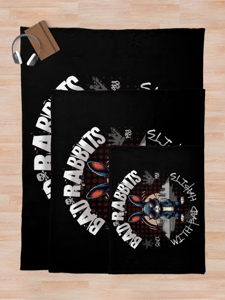 Thumbnail 5 of 6, Throw Blanket, Bad Rabbits with Bad Habits designed and sold by Ultimate-Rabbit.