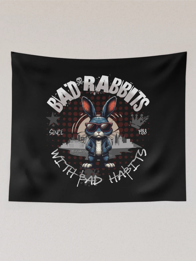 Thumbnail 2 of 3, Tapestry, Bad Rabbits with Bad Habits designed and sold by Ultimate-Rabbit.