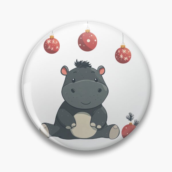 Item preview, Moo Deng Thailand, Cute pymmy hippo , with few Christmas Ornaments, Minimalistic style designed and sold by ThaiArtShop.