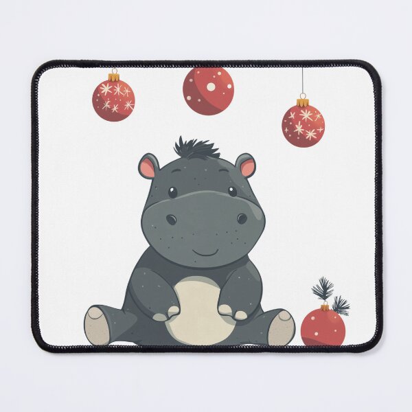 Item preview, Moo Deng Thailand, Cute pymmy hippo , with few Christmas Ornaments, Minimalistic style designed and sold by ThaiArtShop.