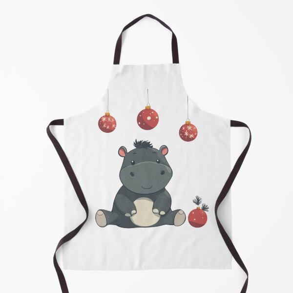Item preview, Moo Deng Thailand, Cute pymmy hippo , with few Christmas Ornaments, Minimalistic style designed and sold by ThaiArtShop.