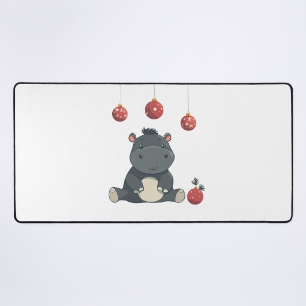 Item preview, Moo Deng Thailand, Cute pymmy hippo , with few Christmas Ornaments, Minimalistic style designed and sold by ThaiArtShop.