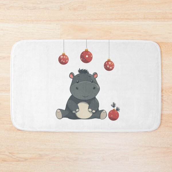 Item preview, Moo Deng Thailand, Cute pymmy hippo , with few Christmas Ornaments, Minimalistic style designed and sold by ThaiArtShop.