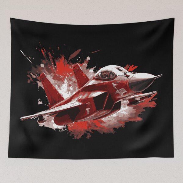 Item preview, Red and White Fighter Jet in Dramatic Splatter Art designed and sold by rawshutterbug.