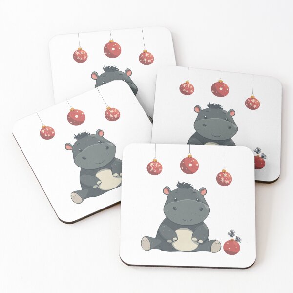Item preview, Moo Deng Thailand, Cute pymmy hippo , with few Christmas Ornaments, Minimalistic style designed and sold by ThaiArtShop.