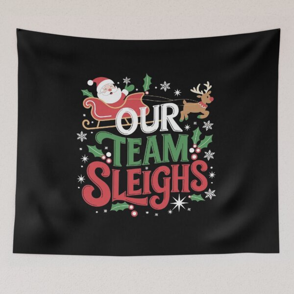 Item preview, Our Team Sleighs Cheerful Santa Reindeers Team Sleigh designed and sold by SztylishDesigns.