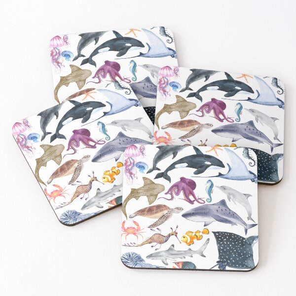 Item preview, Underwater Animals Collage Shirt Watercolor designed and sold by TheDiveShirt.