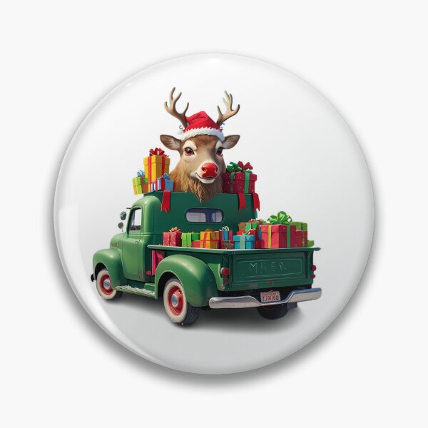 Item preview, A reindeer in a Santa Claus hat delivers gifts on a pickup truck designed and sold by AnnaTymosh.
