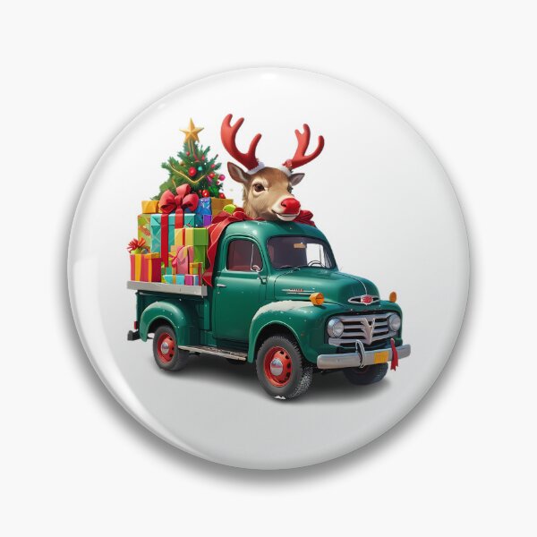 Item preview, A reindeer in a Santa Claus hat delivers gifts on a pickup truck designed and sold by AnnaTymosh.