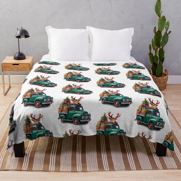 Item preview, A reindeer in a Santa Claus hat delivers gifts on a pickup truck designed and sold by AnnaTymosh.