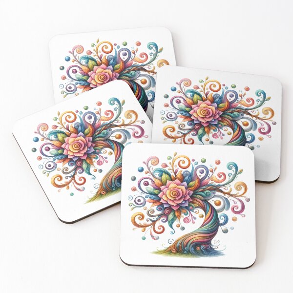 Item preview, Colorful Swirl Flowers on a Fantasy Tree – Whimsical Nature-Inspired Art designed and sold by Preeyanc.