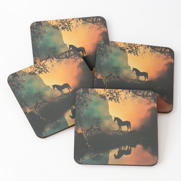 Item preview,  Unicorn by a tranquil pond in rainbow twilight designed and sold by LonesomeKnight.