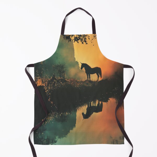 Item preview, Unicorn by a tranquil pond in rainbow twilight designed and sold by LonesomeKnight.