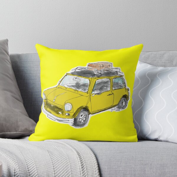 Mini CAR Yellow Throw Pillow
