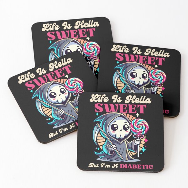 Item preview, Life Is Hella Sweet But I’m A DIABETIC - Cute Grim Reaper with Lollipop designed and sold by Kawaii-n-Spice.