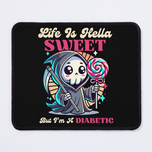 Item preview, Life Is Hella Sweet But I’m A DIABETIC - Cute Grim Reaper with Lollipop designed and sold by Kawaii-n-Spice.