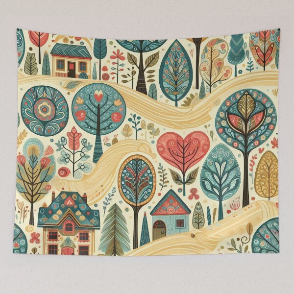 Item preview, Scandinavian Folk Art Magical Landscape Quest by heidiannemorris © designed and sold by FOLK ART FUSION.