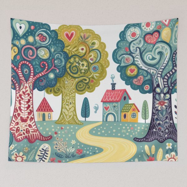 Item preview, Scandinavian Folk Art Magical Landscape Quest by heidiannemorris © designed and sold by FOLK ART FUSION by heidiannemorris.
