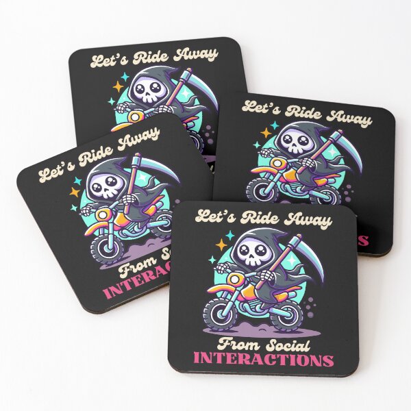 Item preview, Let’s Ride Away From Social Interactions - Cute Grim Reaper on a Dirt Bike designed and sold by Kawaii-n-Spice.