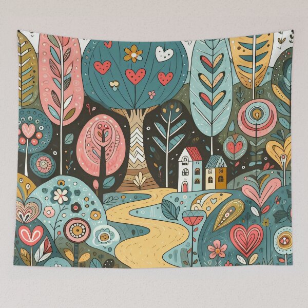 Item preview, Scandinavian Folk Art Magical Landscape Quest by heidiannemorris © designed and sold by FOLK ART FUSION by heidiannemorris.