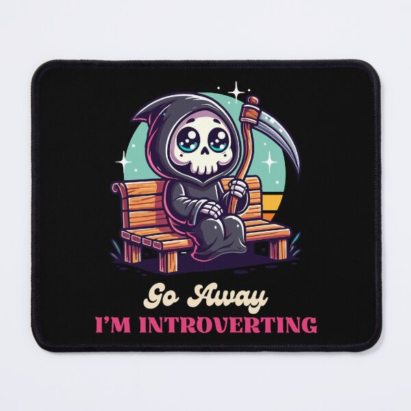 Item preview, Alone Grim Reaper on a Bench - Go Away I'm Introverting designed and sold by Kawaii-n-Spice.