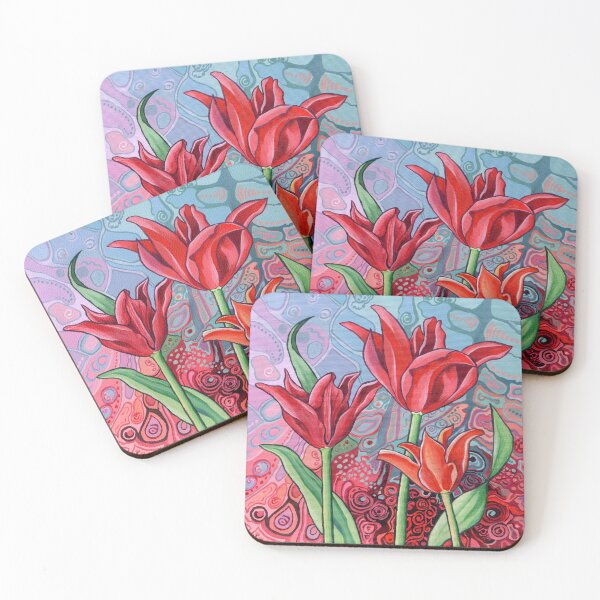 Item preview, Red Tulips (acrylic on canvas) designed and sold by Painting By Nature.
