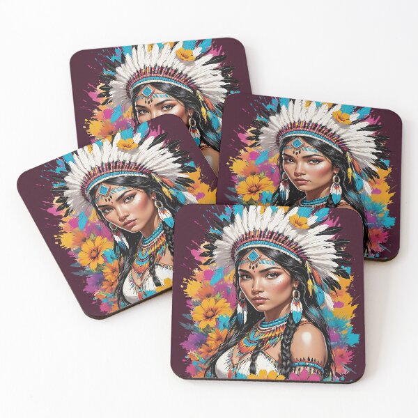 Item preview,  Pocahontas Native American retro vintage tribal floral design designed and sold by BorgSpareParts.