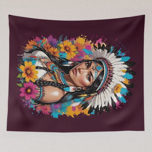 Item preview,  Pocahontas Native American retro vintage tribal floral design designed and sold by BorgSpareParts.