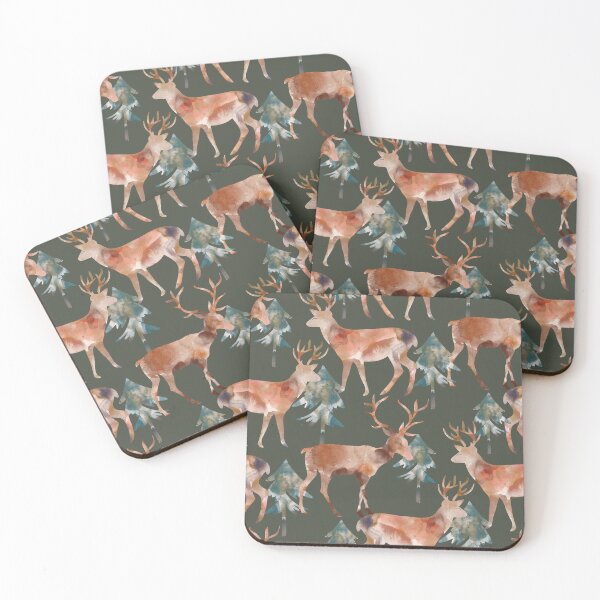 Item preview, Winter Woodland Forest Deer Watercolor Rustic Cozy Cabincore in Cozy Earthy Tones designed and sold by aneladesigns.
