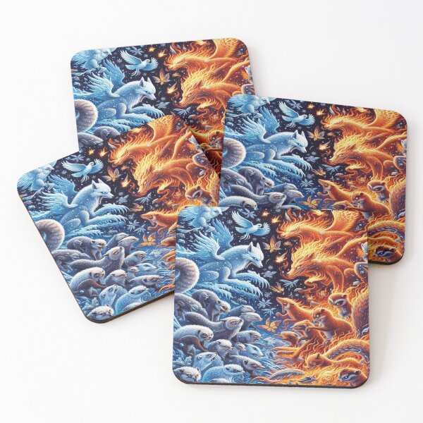 Item preview, Frozen Fury Meets Fiery Nature– Perfect Gift designed and sold by Imaginarium of Chaos falcon88 .