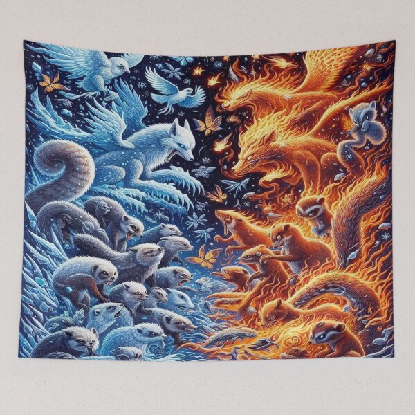Item preview, Frozen Fury Meets Fiery Nature– Perfect Gift designed and sold by Imaginarium of Chaos falcon88 .